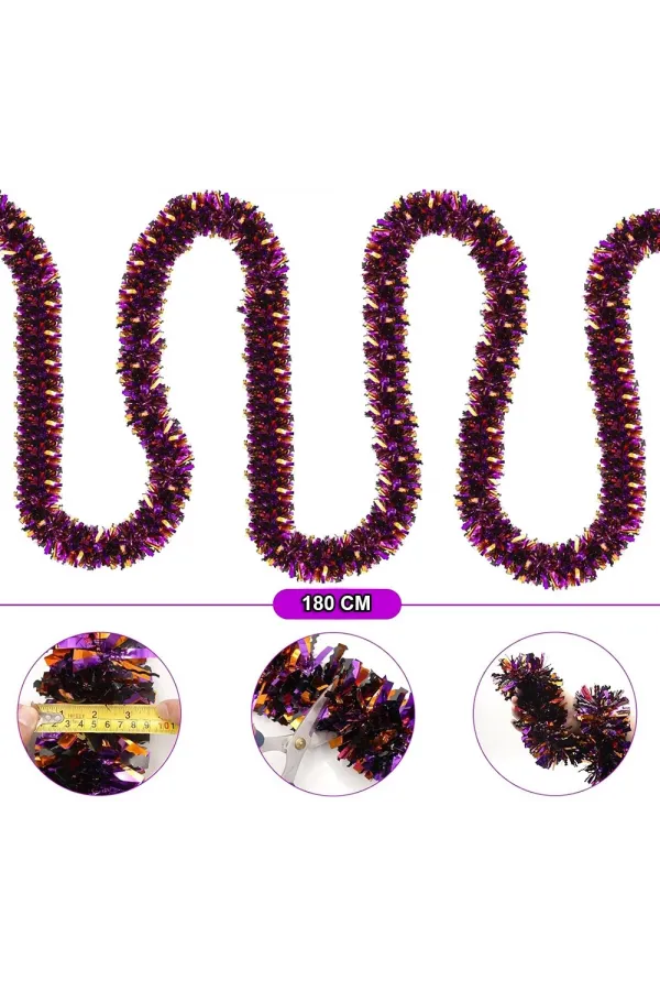 Mor Turuncu Renk 4 Cm Genişlik Garland Çift Renk Sim Süs 180 Cm Mor Turuncu Renk 4 Cm Genişlik Garland Çift Renk Sim Süs 180 Cm