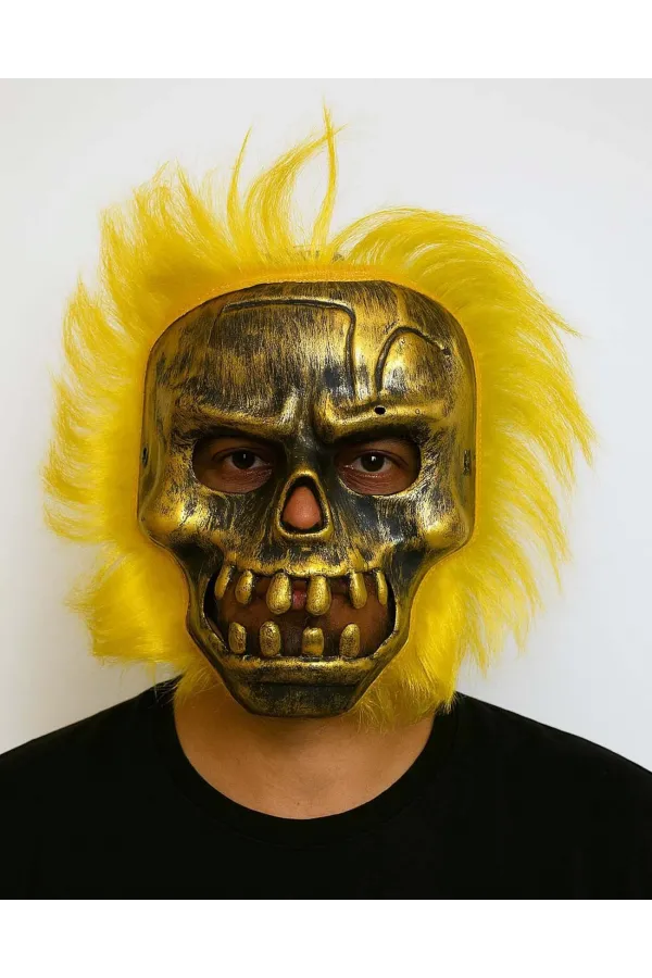 Wild Skull - Bakır Kafatası Sarı Saçlı İskelet Maske Wild Skull - Bakır Kafatası Sarı Saçlı İskelet Maske