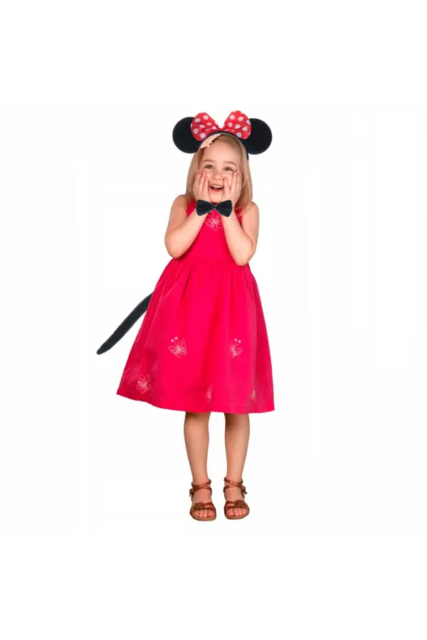 Minnie Mouse Kostüm Seti Taç Kuyruk Papyon Gösteri Seti Minnie Mouse Kostüm Seti Taç Kuyruk Papyon Gösteri Seti