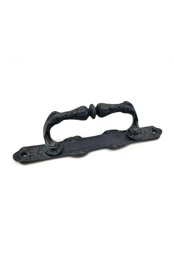 Antika Tarz Dekoratif Pirinç Dar Yan Çekme Kapı Kolu - 225x37 Mm, Oksit