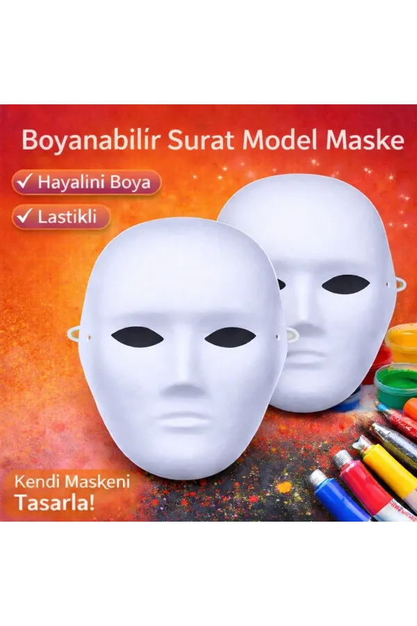 Boyanabilir Surat Model Maske – Lastikli | Kendin Tasarla Boyanabilir Surat Model Maske – Lastikli | Kendin Tasarla