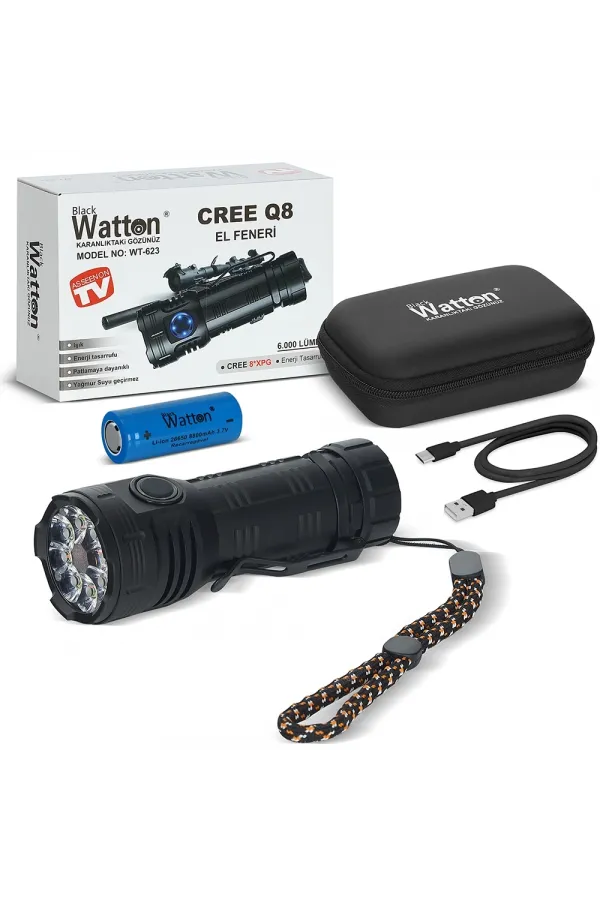 Cree Q8- Xpg 8+1 Led Şarjlı El Feneri Wt-623 Cree Q8- Xpg 8+1 Led Şarjlı El Feneri Wt-623
