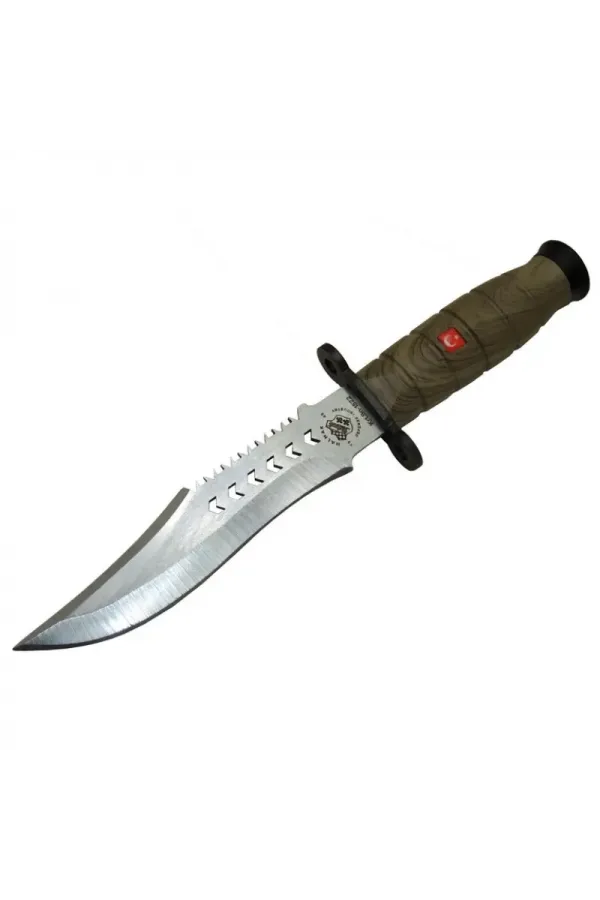 1522 Haki Komando Bıçağı 30cm - Tırtıklı Sırt, Kılıflı 1522 Haki Komando Bıçağı 30cm - Tırtıklı Sırt, Kılıflı