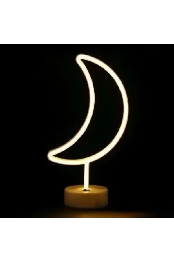 Neon Işıklı Ay Masa Gece Lambası Pil+usb Neon Işıklı Ay Masa Gece Lambası Pil+usb