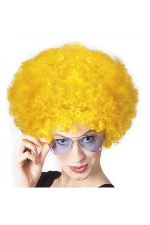 Sarı Renk Kıvırcık Afro Bonus Peruk Sarı Renk Kıvırcık Afro Bonus Peruk