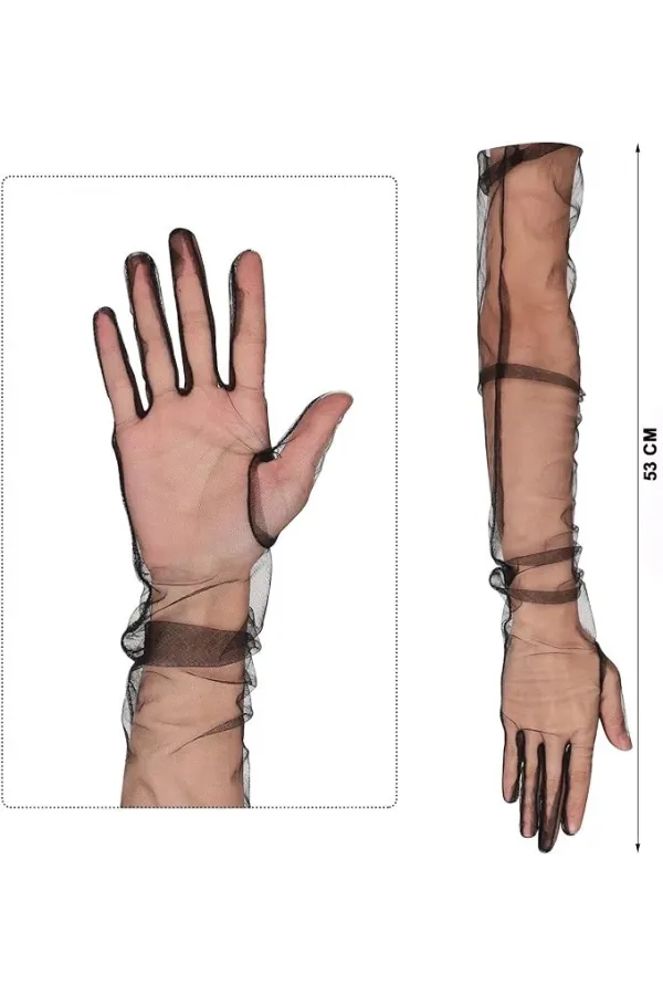 Uzun Boy Likralı Siyah Renk Yetişkin Mega Tül Eldiven 53 Cm Uzun Boy Likralı Siyah Renk Yetişkin Mega Tül Eldiven 53 Cm