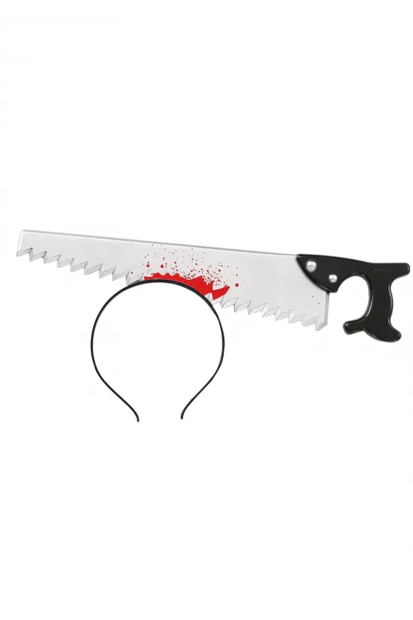 Kafaya Saplanmış Halloween Kanlı Testere Şaka Tacı Kafaya Saplanmış Halloween Kanlı Testere Şaka Tacı