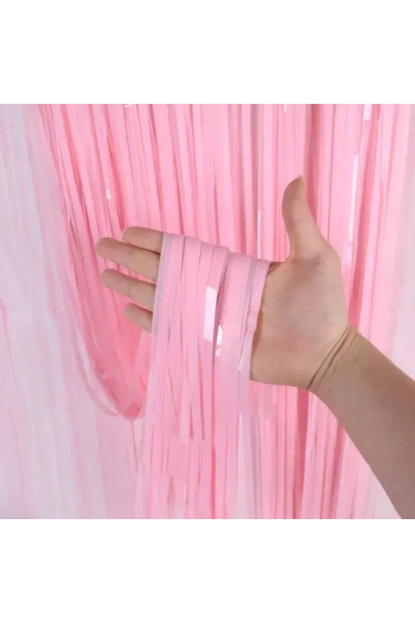 Soft Pembe Püsküllü Kapı Perdesi - Parti, Baby Shower, Cinsiyet Partisi 1x2 M Soft Pembe Püsküllü Kapı Perdesi - Parti, Baby Shower, Cinsiyet Partisi 1x2 M
