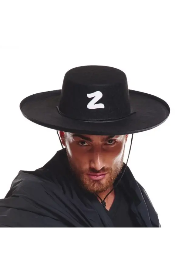 Z Logolu Yetişkin Boy Bağcıklı Zorro Şapkası Z Logolu Yetişkin Boy Bağcıklı Zorro Şapkası
