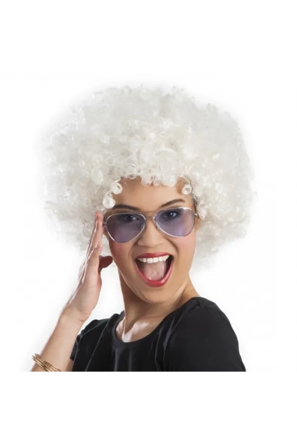 Beyaz Renk Kıvırcık Afro Bonus Peruk Beyaz Renk Kıvırcık Afro Bonus Peruk