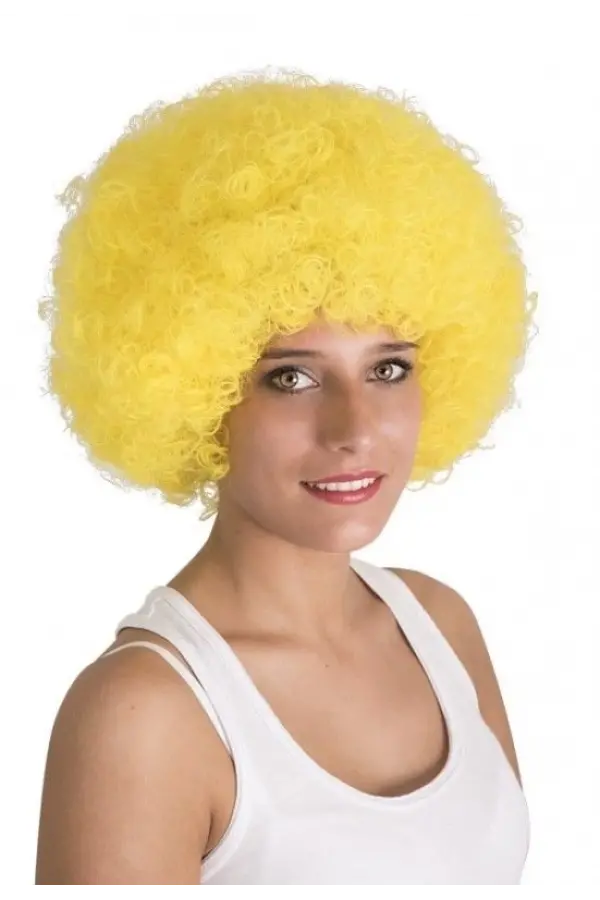 Sarı Renk Kıvırcık Afro Bonus Peruk Sarı Renk Kıvırcık Afro Bonus Peruk