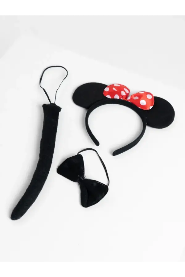 Minnie Mouse Kostüm Seti Taç Kuyruk Papyon Gösteri Seti Minnie Mouse Kostüm Seti Taç Kuyruk Papyon Gösteri Seti