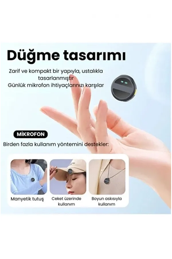 2 Adet Profesyonel Kablosuz Yaka Mikrofonu Lighting Uyumlu Manyetik Klipsli 2 Adet Profesyonel Kablosuz Yaka Mikrofonu Lighting Uyumlu Manyetik Klipsli