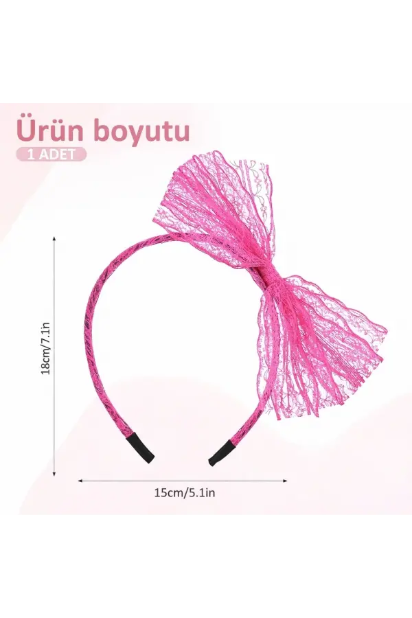 80’ler 90’lar Neon Pembe Dantel Taç Fiyonklu 80’ler 90’lar Neon Pembe Dantel Taç Fiyonklu