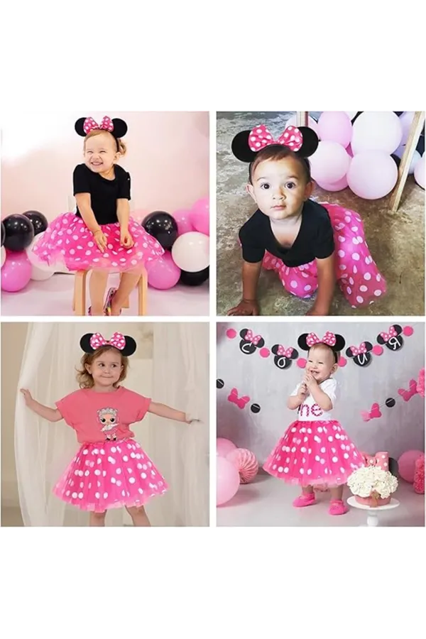 Pembe Fiyonklu Minnie Mouse Tacı Mini Kulak Pembe Fiyonklu Minnie Mouse Tacı Mini Kulak