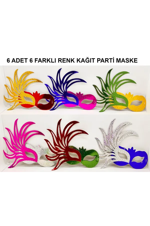 6'lı Renkli Balo Maskesi Seti | Karton & Lastikli (yetişkin-çocuk Uyumlu) 6'lı Renkli Balo Maskesi Seti | Karton & Lastikli (yetişkin-çocuk Uyumlu)