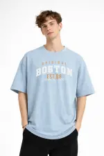 Boston - Baskılı Oversize Tişört AÇIK MAVİ Boston - Baskılı Oversize Tişört AÇIK MAVİ
