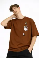Panda - Baskılı Oversize Tişört KAHVE Panda - Baskılı Oversize Tişört KAHVE