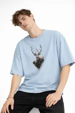 Deer - Oversize Erkek Tişört Bebek Mavisi Deer - Oversize Erkek Tişört Bebek Mavisi