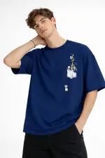 Panda - Baskılı Oversize Tişört LACIVERT Panda - Baskılı Oversize Tişört LACIVERT
