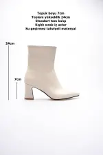 Nadia Kadın Krem Kalın Topuklu Kışlık Bot Nadia Kadın Krem Kalın Topuklu Kışlık Bot