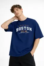 Boston - Baskılı Oversize Tişört LACIVERT Boston - Baskılı Oversize Tişört LACIVERT