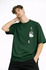 Panda - Baskılı Oversize Tişört HAKI Panda - Baskılı Oversize Tişört HAKI