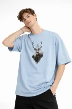 Deer - Oversize Erkek Tişört Bebek Mavisi Deer - Oversize Erkek Tişört Bebek Mavisi