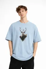 Deer - Oversize Erkek Tişört Bebek Mavisi Deer - Oversize Erkek Tişört Bebek Mavisi