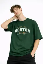 Boston - Baskılı Oversize Tişört HAKI Boston - Baskılı Oversize Tişört HAKI