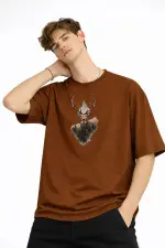 Deer - Oversize Erkek Tişört KAHVE Deer - Oversize Erkek Tişört KAHVE