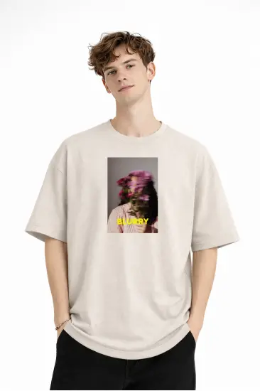 Blurry - Oversize Erkek Tişört BEJ Blurry - Oversize Erkek Tişört BEJ