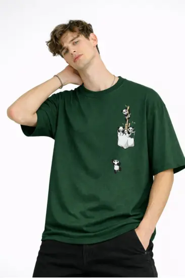 Panda - Baskılı Oversize Tişört HAKI Panda - Baskılı Oversize Tişört HAKI