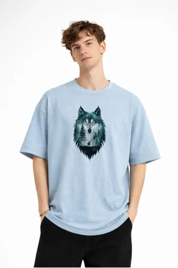 Wolf - Oversize Erkek Tişört Bebek Mavisi Wolf - Oversize Erkek Tişört Bebek Mavisi