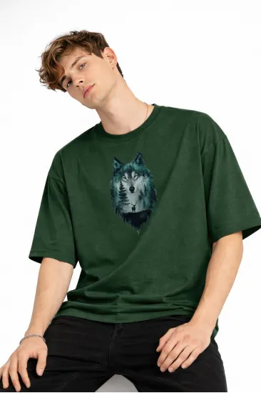 Wolf - Oversize Erkek Tişört HAKI Wolf - Oversize Erkek Tişört HAKI