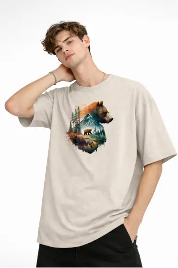 Bear2 - Oversize Tişört BEJ Bear2 - Oversize Tişört BEJ