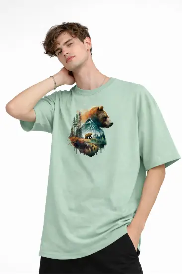 Bear2 - Oversize Tişört SU YESILI Bear2 - Oversize Tişört SU YESILI
