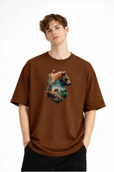Bear2 - Oversize Tişört KAHVE Bear2 - Oversize Tişört KAHVE