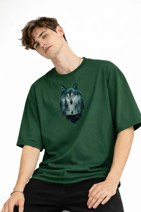 Wolf - Oversize Erkek Tişört HAKI Wolf - Oversize Erkek Tişört HAKI