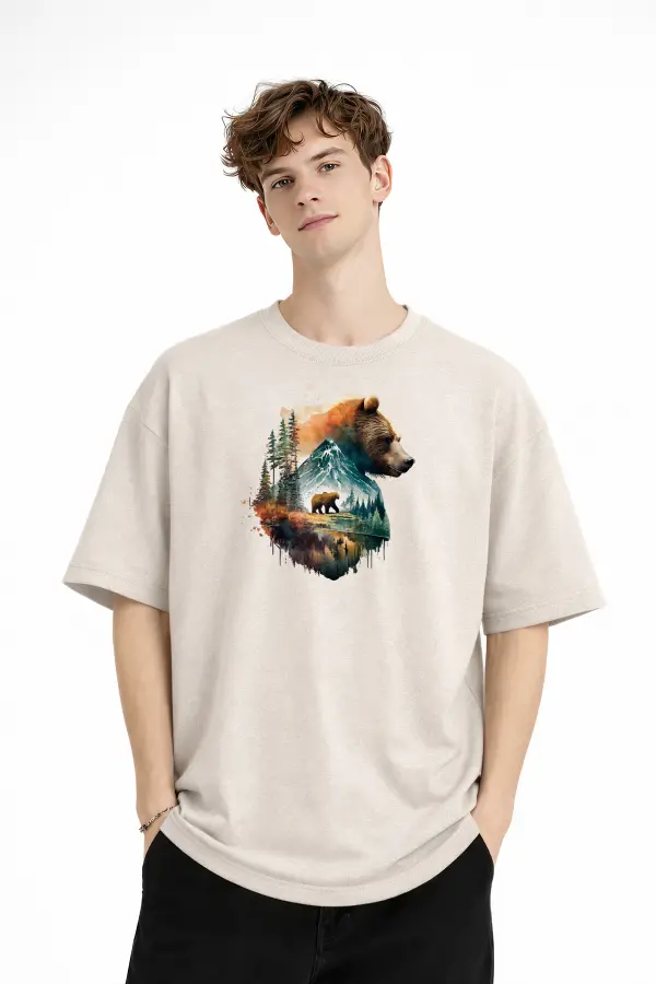 Bear2 - Oversize Tişört BEJ Bear2 - Oversize Tişört BEJ