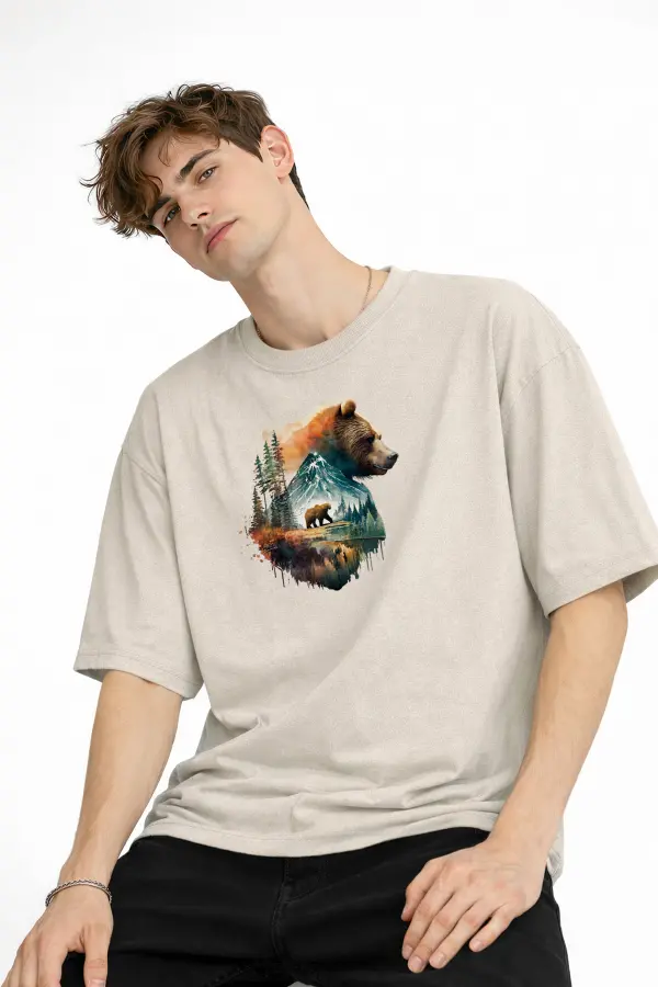 Bear2 - Oversize Tişört BEJ Bear2 - Oversize Tişört BEJ