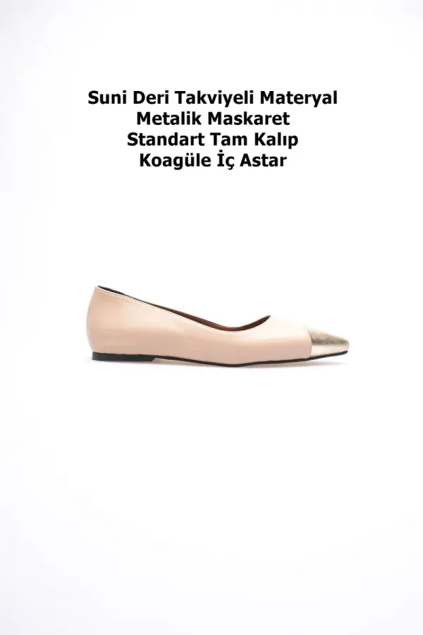 Margaret Kadın Nude Altın Babet Ayakkabı Margaret Kadın Nude Altın Babet Ayakkabı