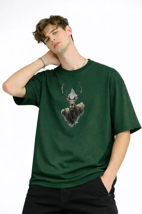 Deer - Oversize Erkek Tişört HAKI Deer - Oversize Erkek Tişört HAKI