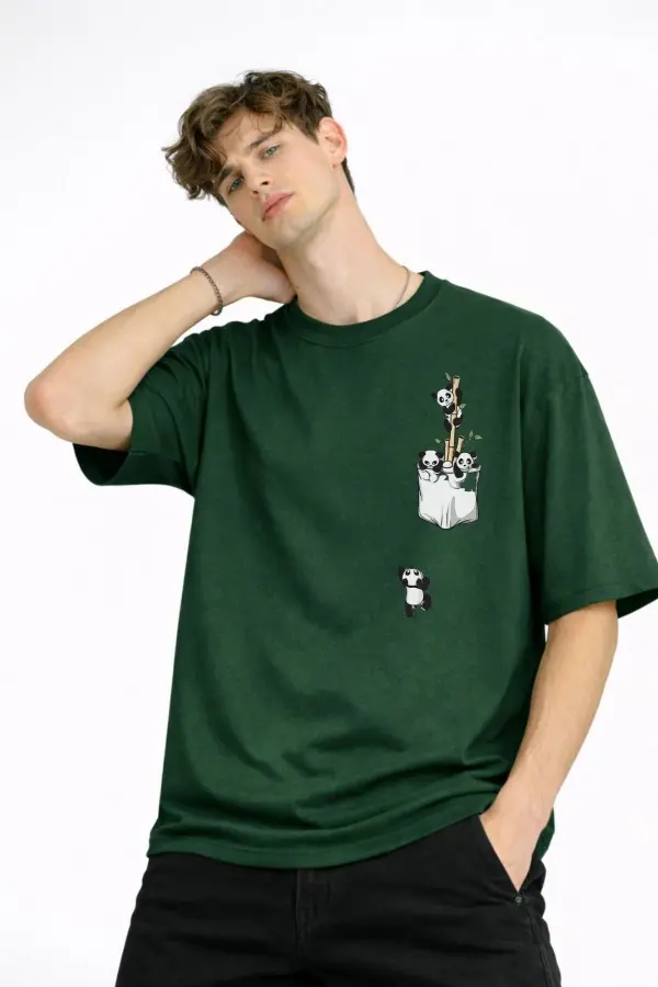 Panda - Baskılı Oversize Tişört HAKI Panda - Baskılı Oversize Tişört HAKI