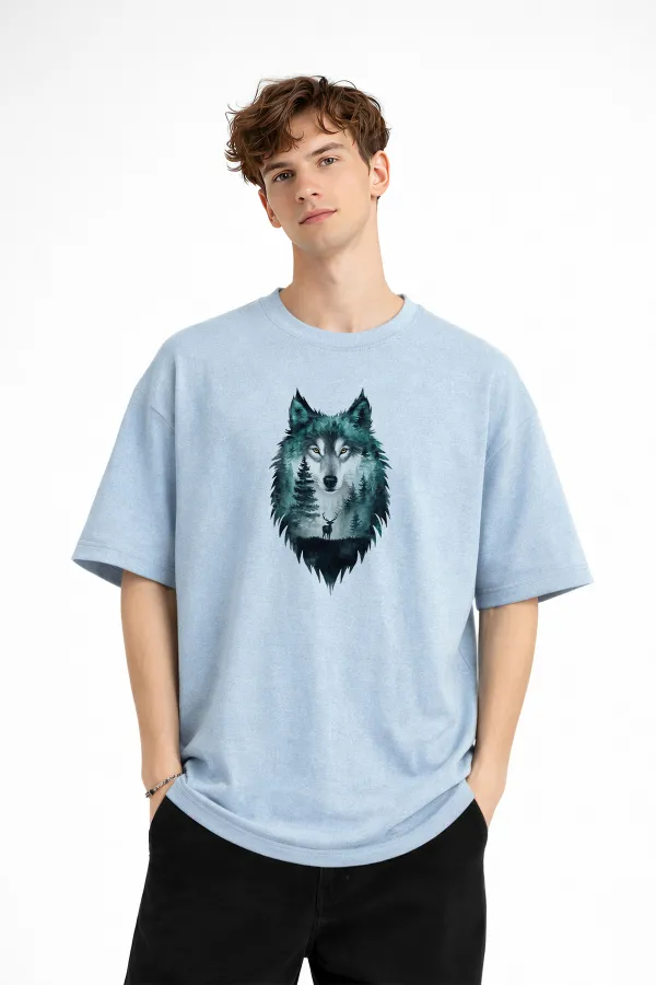 Wolf - Oversize Erkek Tişört Bebek Mavisi Wolf - Oversize Erkek Tişört Bebek Mavisi