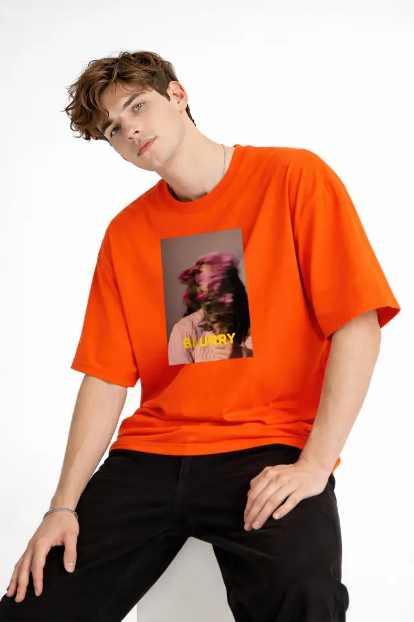 Blurry - Oversize Erkek Tişört TURUNCU Blurry - Oversize Erkek Tişört TURUNCU