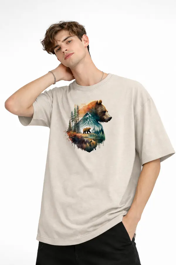 Bear2 - Oversize Tişört BEJ Bear2 - Oversize Tişört BEJ