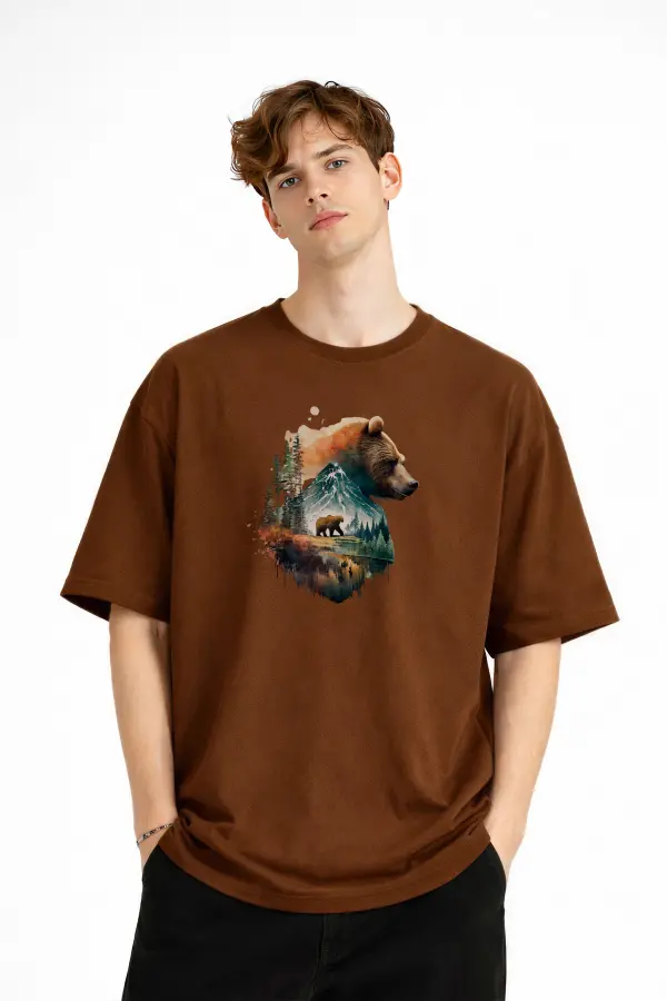 Bear2 - Oversize Tişört KAHVE Bear2 - Oversize Tişört KAHVE