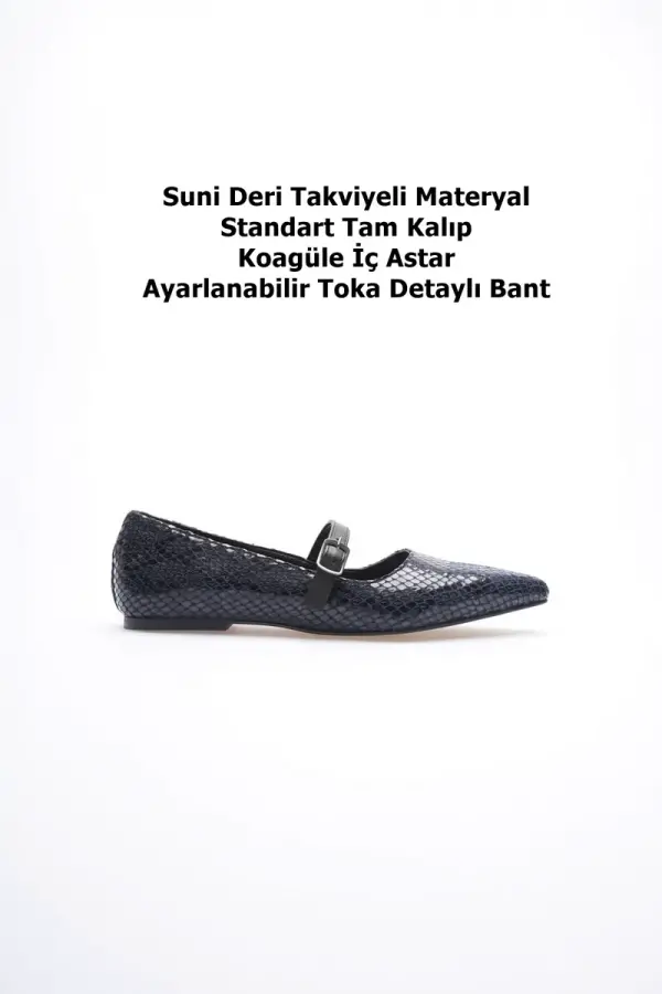 Isolde Kadın Lacivert Kroko Babet Ayakkabı Isolde Kadın Lacivert Kroko Babet Ayakkabı