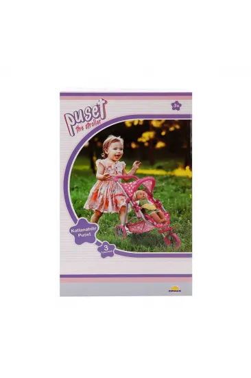 0663 Puantiye Desenli, 3 Tekerlekli ve Tenteli Oyuncak Puset - Sunman 0663 Puantiye Desenli, 3 Tekerlekli ve Tenteli Oyuncak Puset - Sunman